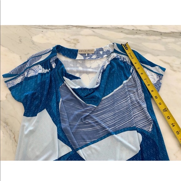 EMILIO PUCCI BLUE WHITE PRINT BELTED DRESS SIZE IT 42 / US 8 NWOTS! - Picture 9 of 11